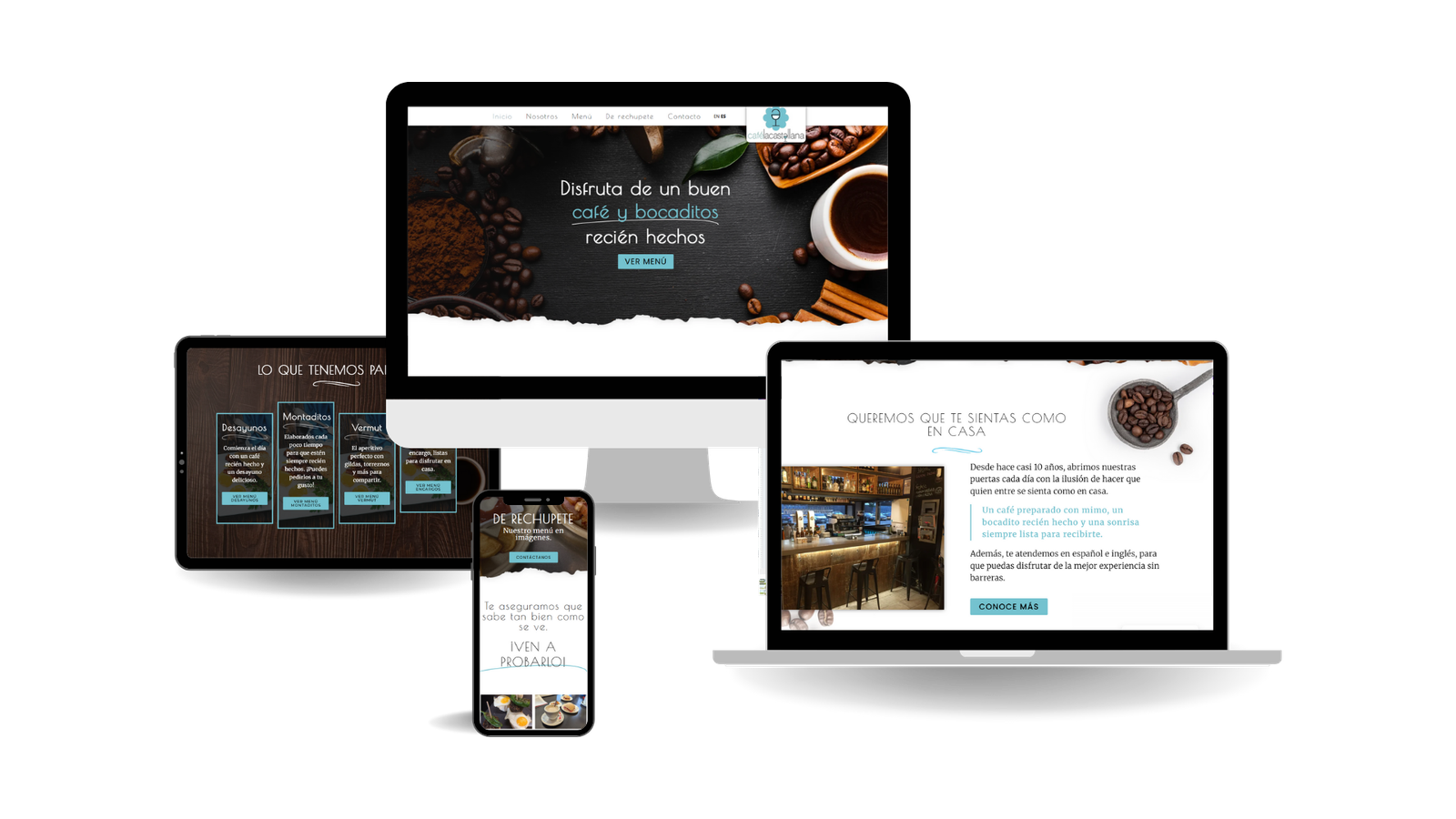 Diseño web y carta digital para la cafetería el café de la casteallana