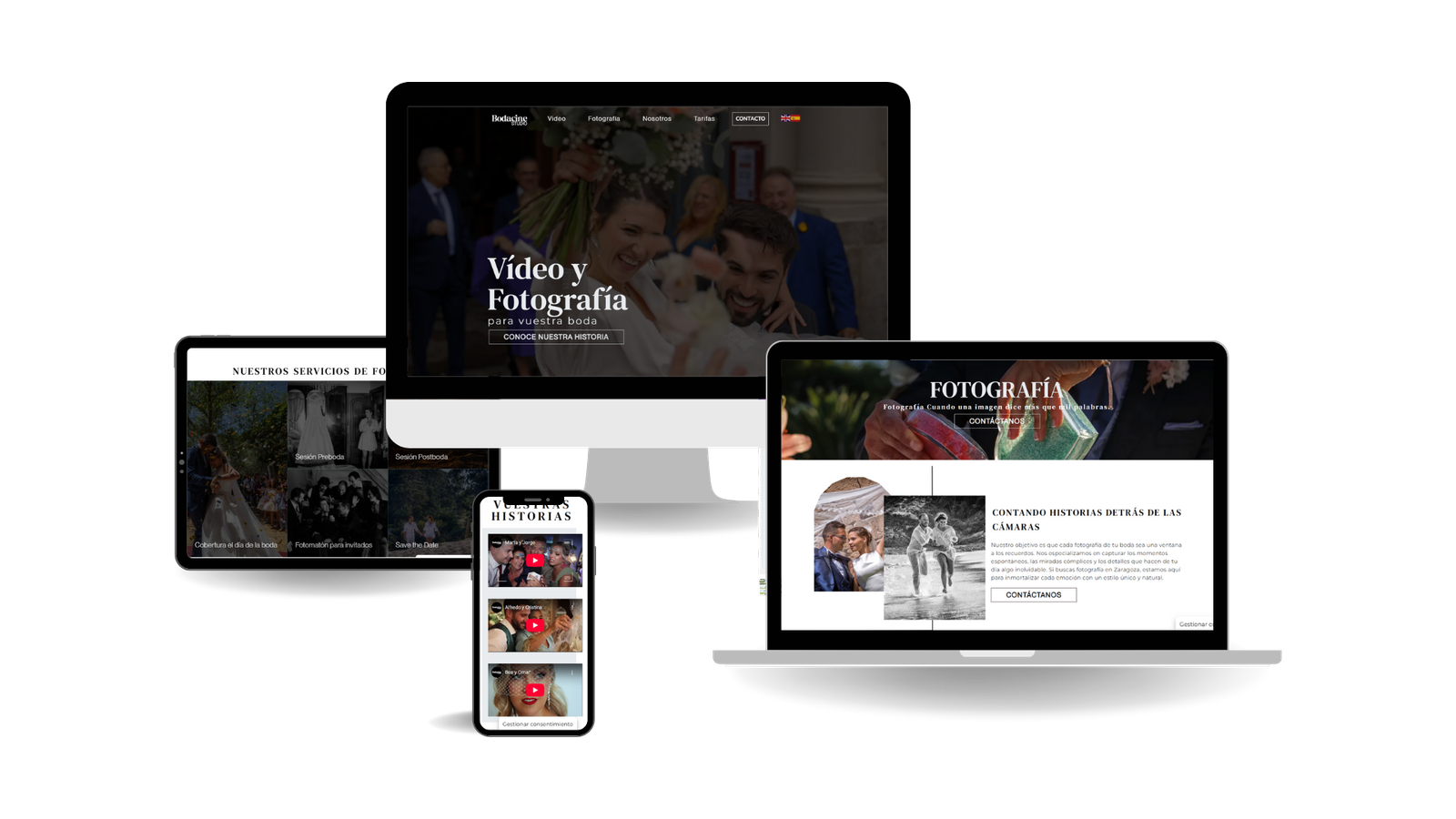 Diseño de página web para estudio de videografia y fotografia para bodas Kiroko